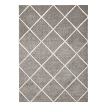Brooklyn BRK35 Modern Geometric Diamond Soft Carved Durable Short Pile Grey/Cream Rug-Think Rugs-Rug Love - The Most Loved Rug Store